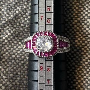 Pink & Crystal Cubic Zirconia Ring